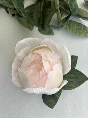 LED Votive candle cover. Elegant Cream-Pink Artificial Peony Accent Flower
